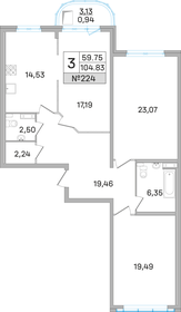 81,5 м², 3-комнатная квартира 14 600 000 ₽ - изображение 50