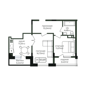 Квартира 60,8 м², 9-комнатная - изображение 1