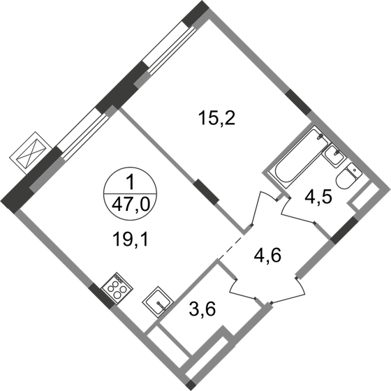 47 м², 1-комнатная квартира 10 461 884 ₽ - изображение 24