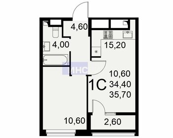 Квартира 34,3 м², 1-комнатная - изображение 2