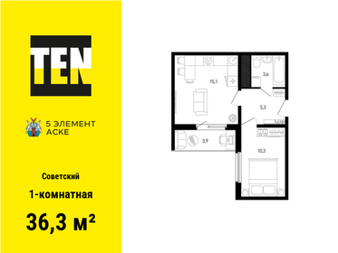 Квартира 36,3 м², 1-комнатная - изображение 1