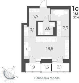 Квартира 37,4 м², 1-комнатная - изображение 1