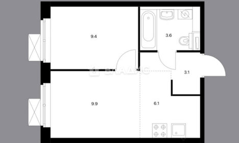 Квартира 33,1 м², 1-комнатная - изображение 1