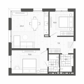 Квартира 65,7 м², 3-комнатная - изображение 1