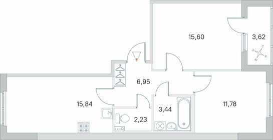 Квартира 57,7 м², 2-комнатная - изображение 1