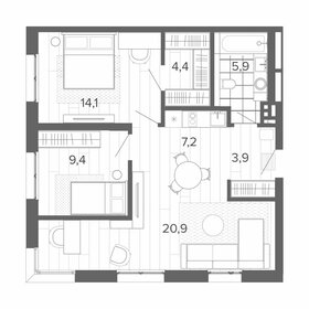 65,7 м², 3-комнатная квартира 9 395 000 ₽ - изображение 11
