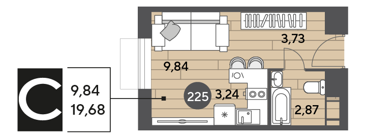 19,7 м², квартира-студия 4 248 912 ₽ - изображение 20