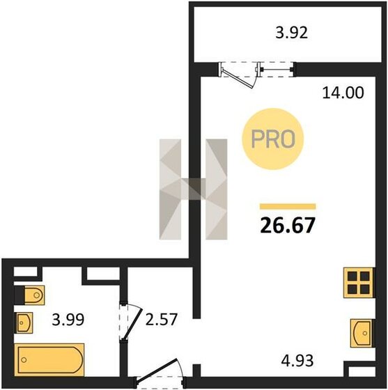 26,7 м², квартира-студия 3 322 015 ₽ - изображение 8