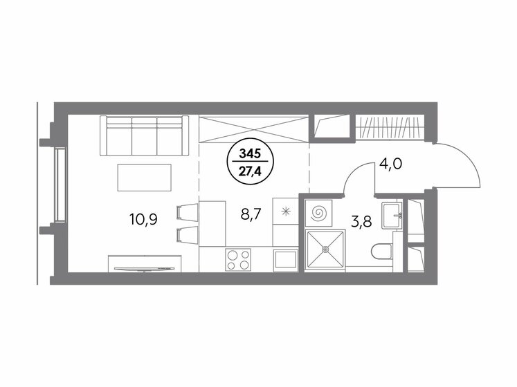 27,4 м², квартира-студия 17 042 800 ₽ - изображение 1