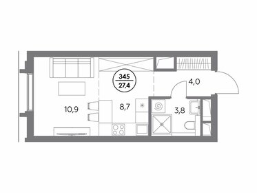 27,6 м², квартира-студия 15 097 200 ₽ - изображение 9