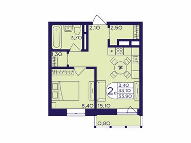 Квартира 33,9 м², 1-комнатная - изображение 1