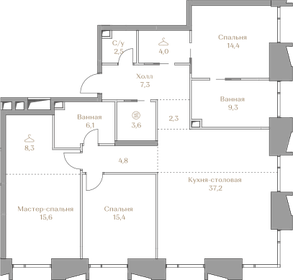 Квартира 130,8 м², 3-комнатная - изображение 1