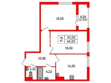 Квартира 66 м², 2-комнатная - изображение 1