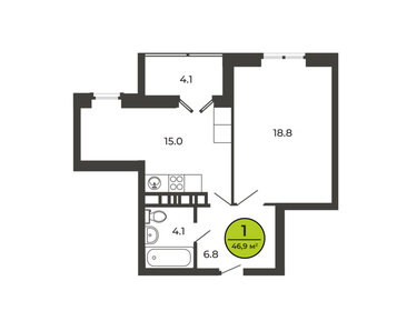 Квартира 46,9 м², 1-комнатная - изображение 1