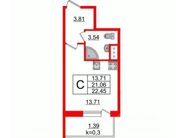 Квартира 22,5 м², студия - изображение 1