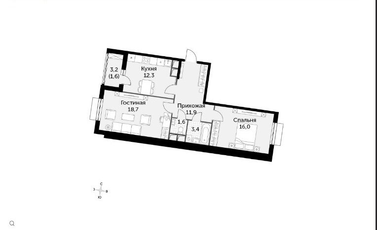 65 м², 2-комнатная квартира 11 807 255 ₽ - изображение 1