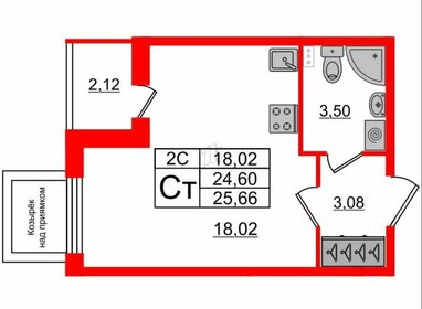 Квартира 24,6 м², студия - изображение 1