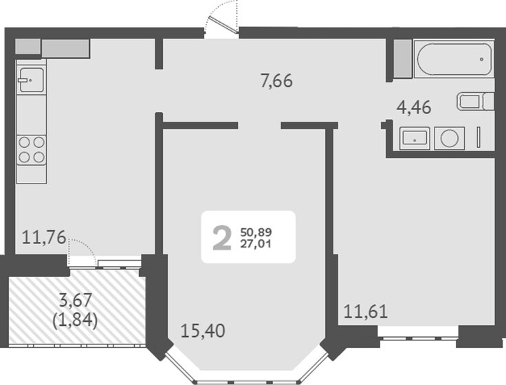 44,9 м², 2-комнатная квартира 5 900 000 ₽ - изображение 47