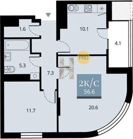 Квартира 58,7 м², 2-комнатная - изображение 1