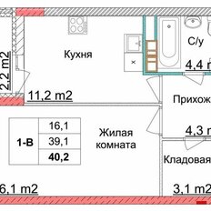 Квартира 39 м², 1-комнатная - изображение 4
