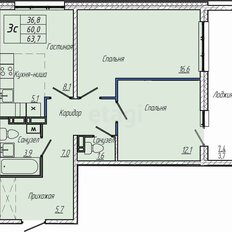 Квартира 63,7 м², 2-комнатная - изображение 2