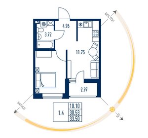 Квартира 30,7 м², 1-комнатная - изображение 1