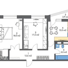 Квартира 64,1 м², 2-комнатная - изображение 2