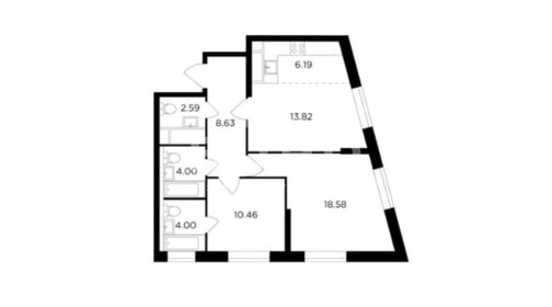Квартира 69 м², 3-комнатная - изображение 1