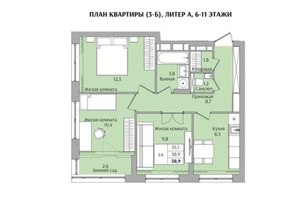 59,5 м², 3-комнатная квартира 6 300 000 ₽ - изображение 66