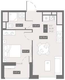 33,7 м², 1-комнатная квартира 4 651 915 ₽ - изображение 66