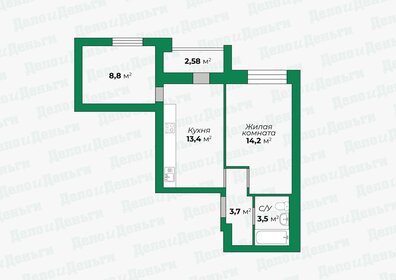 Квартира 43,9 м², 2-комнатная - изображение 1