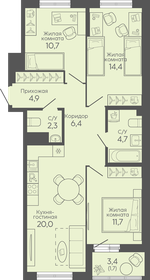 Квартира 76,8 м², 3-комнатная - изображение 1