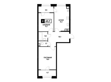 63,9 м², 2-комнатная квартира 6 380 415 ₽ - изображение 12