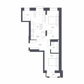 Квартира 73,3 м², 2-комнатная - изображение 1