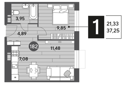 37,3 м², 1-комнатная квартира 6 246 825 ₽ - изображение 20