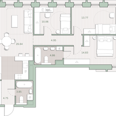 Квартира 83,7 м², 3-комнатная - изображение 2