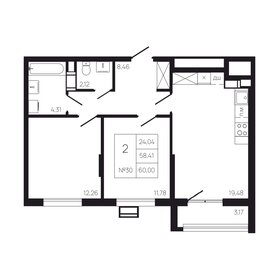 Квартира 61,6 м², 2-комнатная - изображение 1