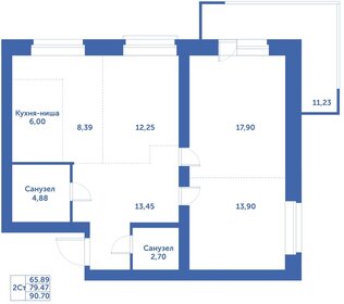 Квартира 79,5 м², 3-комнатная - изображение 1