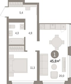 56 м², 1-комнатные апартаменты 19 000 000 ₽ - изображение 54