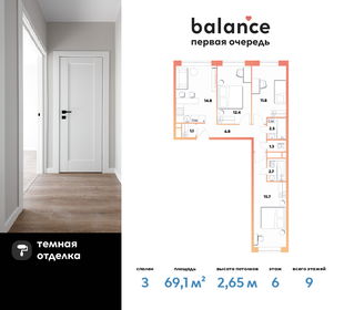 Квартира 69,1 м², 3-комнатная - изображение 1