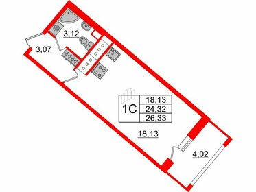 Квартира 24,3 м², студия - изображение 1