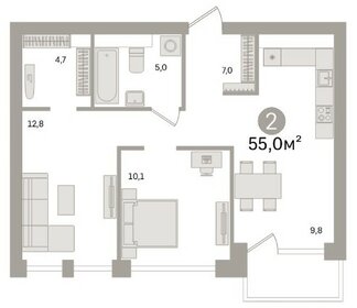 Квартира 55 м², 2-комнатная - изображение 1