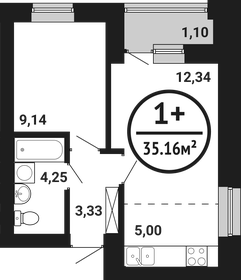 Квартира 35,2 м², 1-комнатная - изображение 1