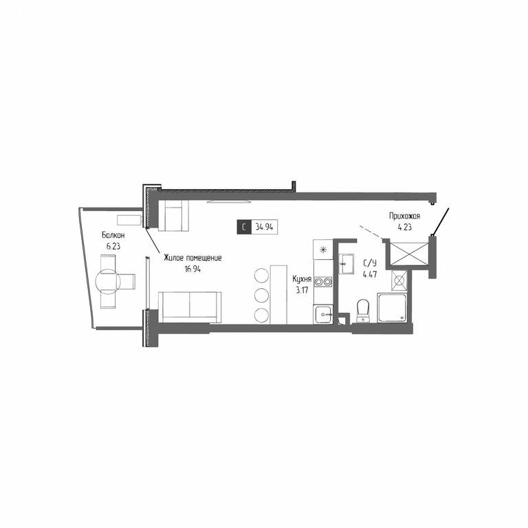 Варианты планировок апарт-комплекс «Крымская Резиденция» - планировка 9
