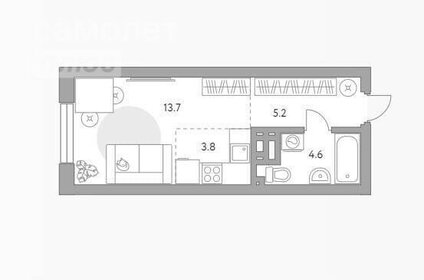 Квартира 27,3 м², студия - изображение 1