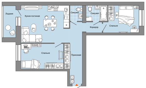 Квартира 70 м², 3-комнатная - изображение 1