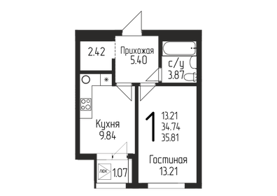 33,3 м², 1-комнатная квартира 4 300 000 ₽ - изображение 17