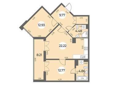 Квартира 71,1 м², 2-комнатная - изображение 1