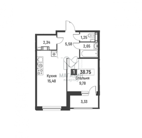 Квартира 38,8 м², 1-комнатная - изображение 1