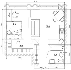 30,9 м², 1-комнатная квартира 4 573 200 ₽ - изображение 24